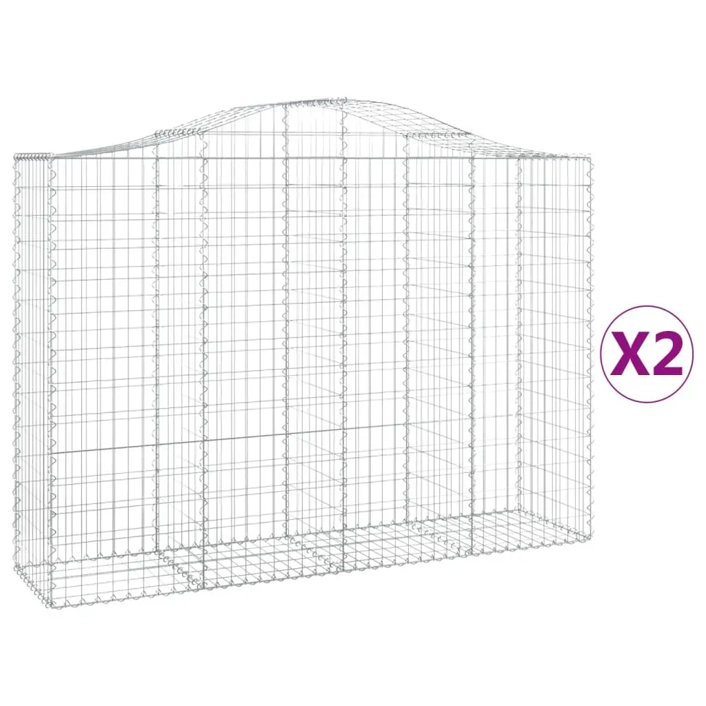 Arched Gabion Baskets 2pc Garden Barrier Decorative Outdoor 200x50x140160cm Galvanised Iron