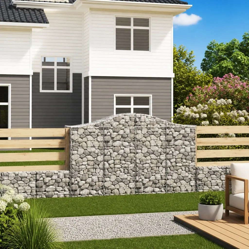 Arched Gabion Baskets Decorative Garden Barrier 200 x 50 x 140 cm Set of 4