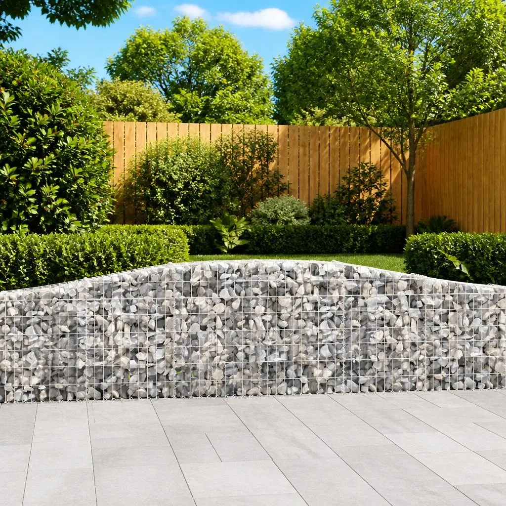 Arched Gabion Baskets Set 3 pcs Decorative Garden Barrier Retaining Wall Outdoor