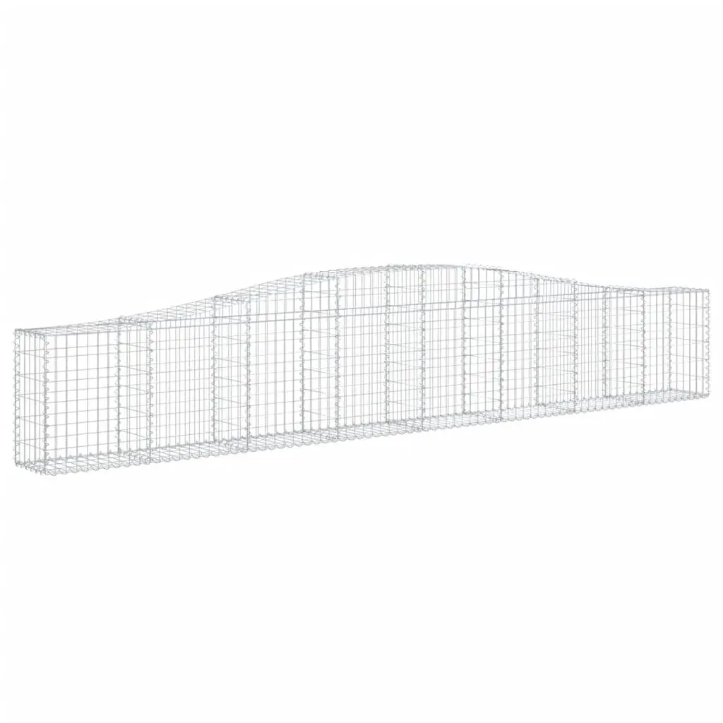 Gabion Baskets Arched Decorative Barrier Set 4 pcs Silver 400 x 30 x 60/80 cm Galvanised Iron