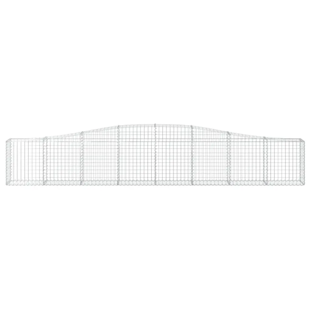 Gabion Baskets Arched Decorative Barrier Set 4 pcs Silver 400 x 30 x 60/80 cm Galvanised Iron