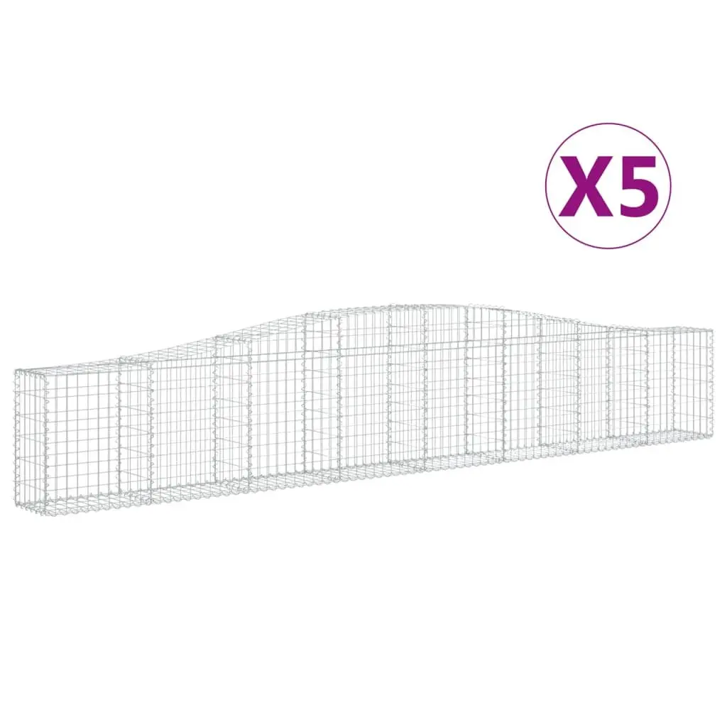 Arched Gabion Baskets Decorative 400x30x60/80 cm Garden Retaining Wall 5 Piece