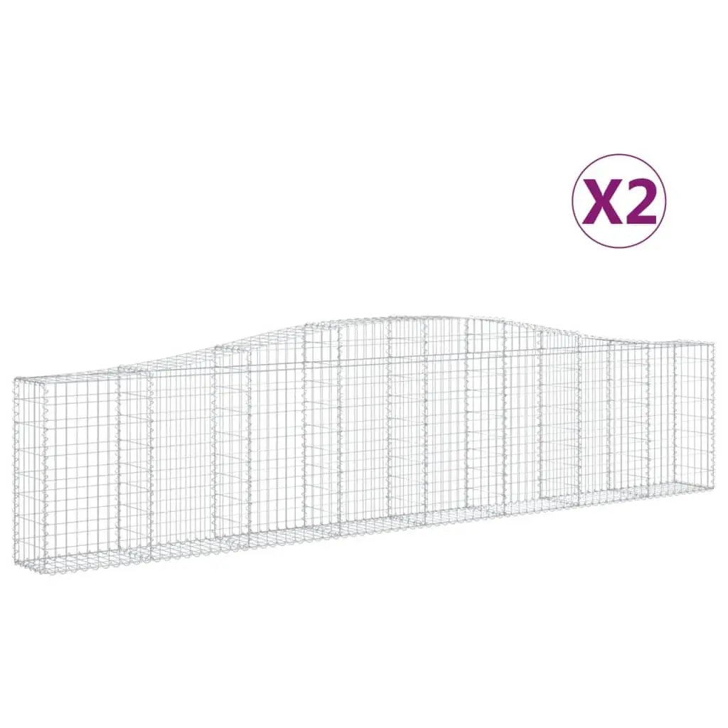 Arched Gabion Baskets Decorative Sound-Insulating 400x30x80/100 cm Galvanised Iron Garden Barrier 2 pcs