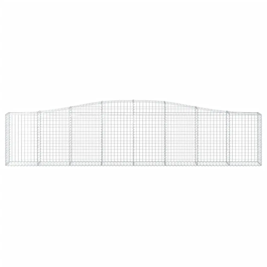 Arched Gabion Baskets Decorative Garden Barrier 3 Piece Set Silver 400 x 30 x 80/100 cm