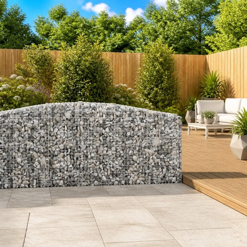 Arched Gabion Baskets Decorative Garden Barrier 400 x 30 x 100120 cm 2 pcs