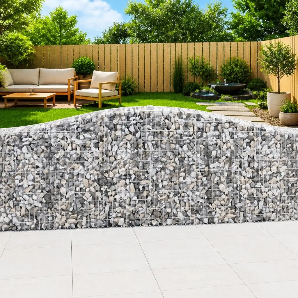 Arched Gabion Baskets Decorative Garden Barrier 3 pcs Silver 400 x 30 x 100120 cm