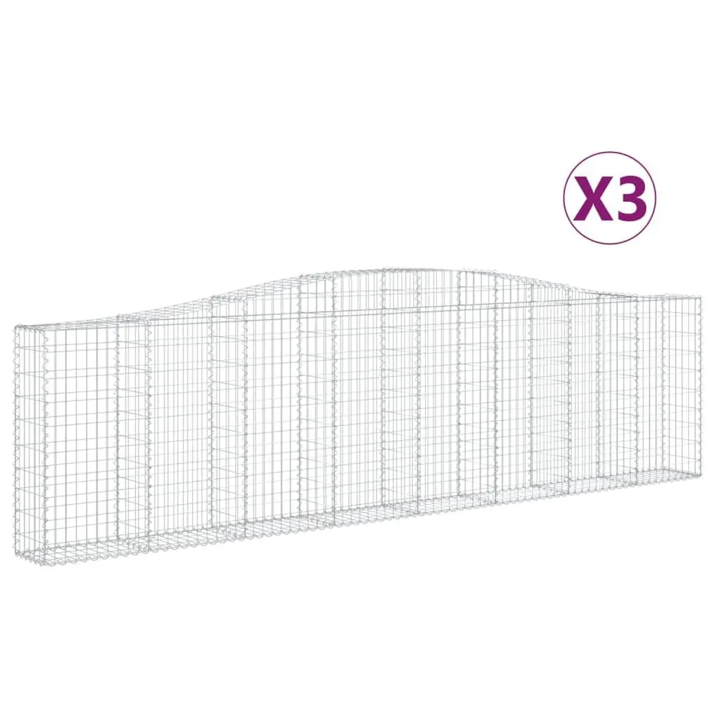 Arched Gabion Baskets Decorative Garden Barrier 3 pcs Silver 400 x 30 x 100120 cm