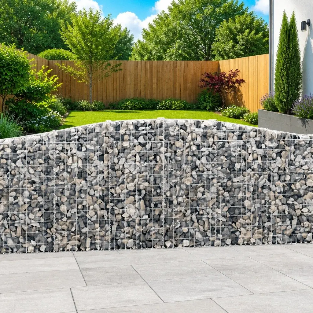 Arched Gabion Baskets Galvanised Iron Garden Barrier 400 x 30 x 100120 cm 4 Piece