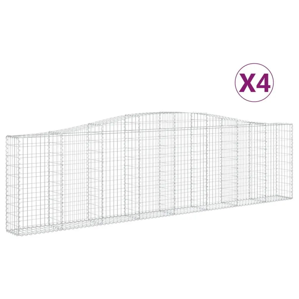 Arched Gabion Baskets Galvanised Iron Garden Barrier 400 x 30 x 100120 cm 4 Piece