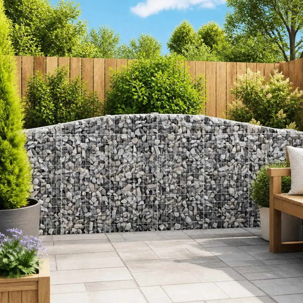 Arched Gabion Baskets Decorative Garden Barrier 400 x 30 x 100120 cm 5 Piece