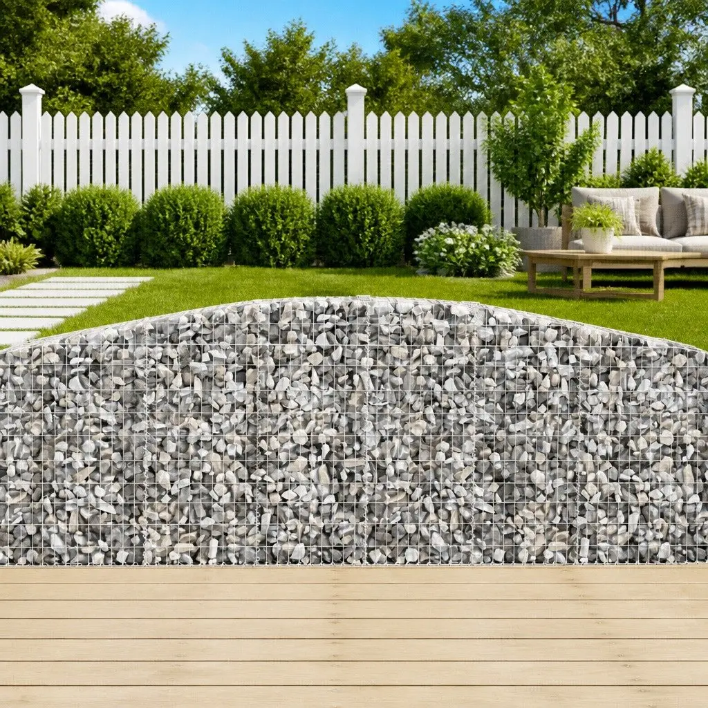 Arched Gabion Baskets 8 Piece Garden Retaining Wall Barrier Outdoor Landscaping