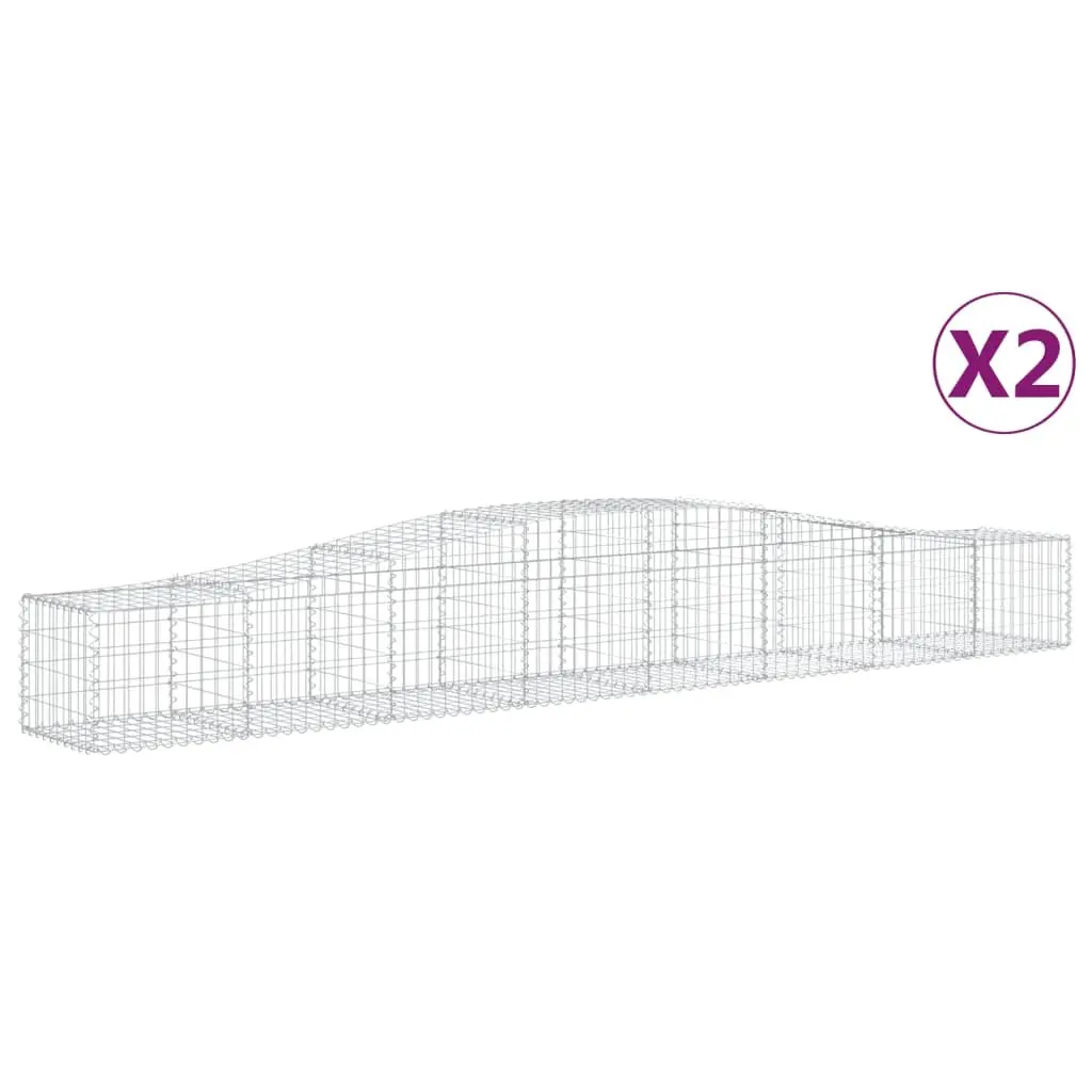 Arched Gabion Baskets Decorative Garden Barrier 400 x 50 x 40/60 cm 2 pcs