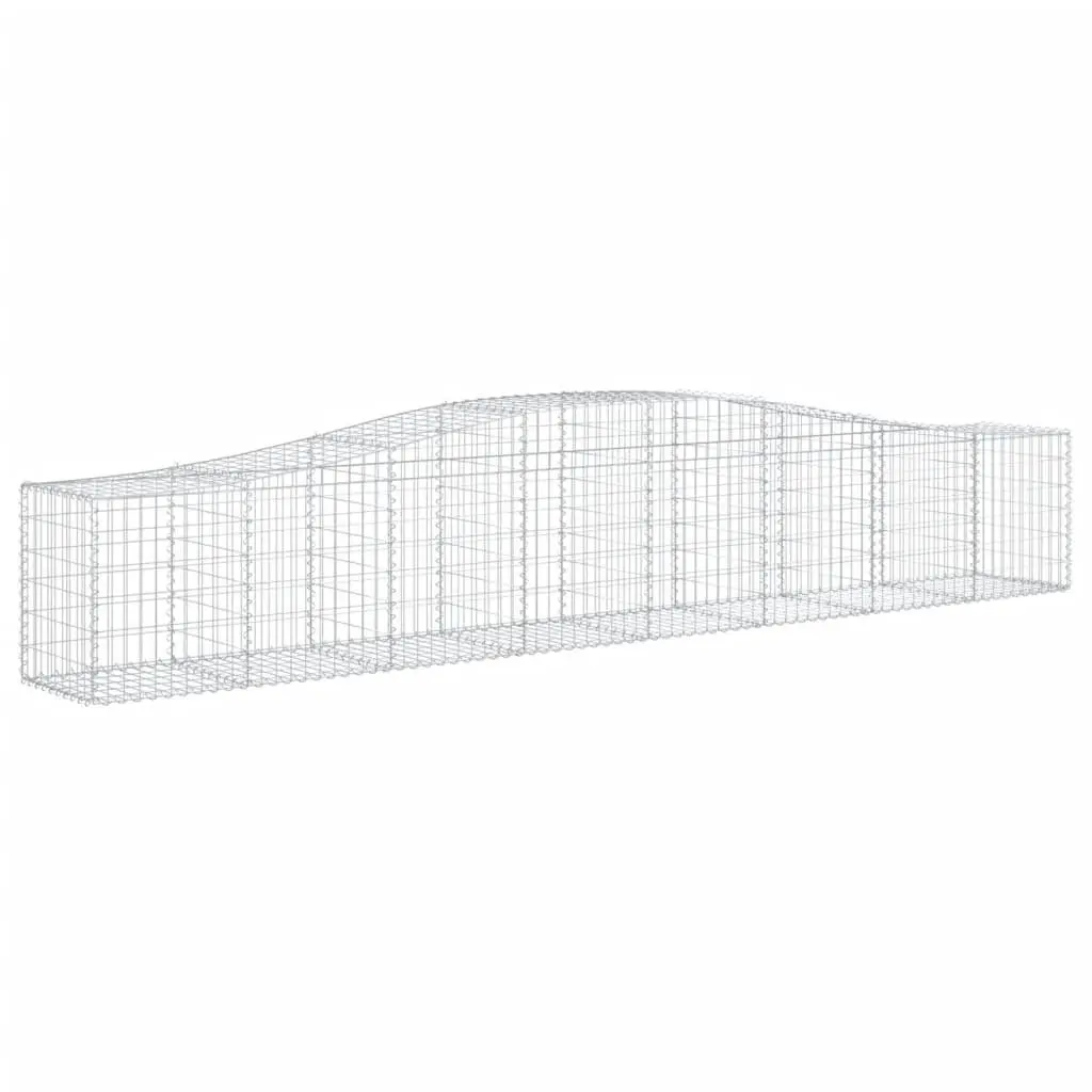 Gabion Baskets Arched Decorative 4pc Garden Barrier Sound-Insulating Retaining 400x50x60-80cm Galvanised Iron