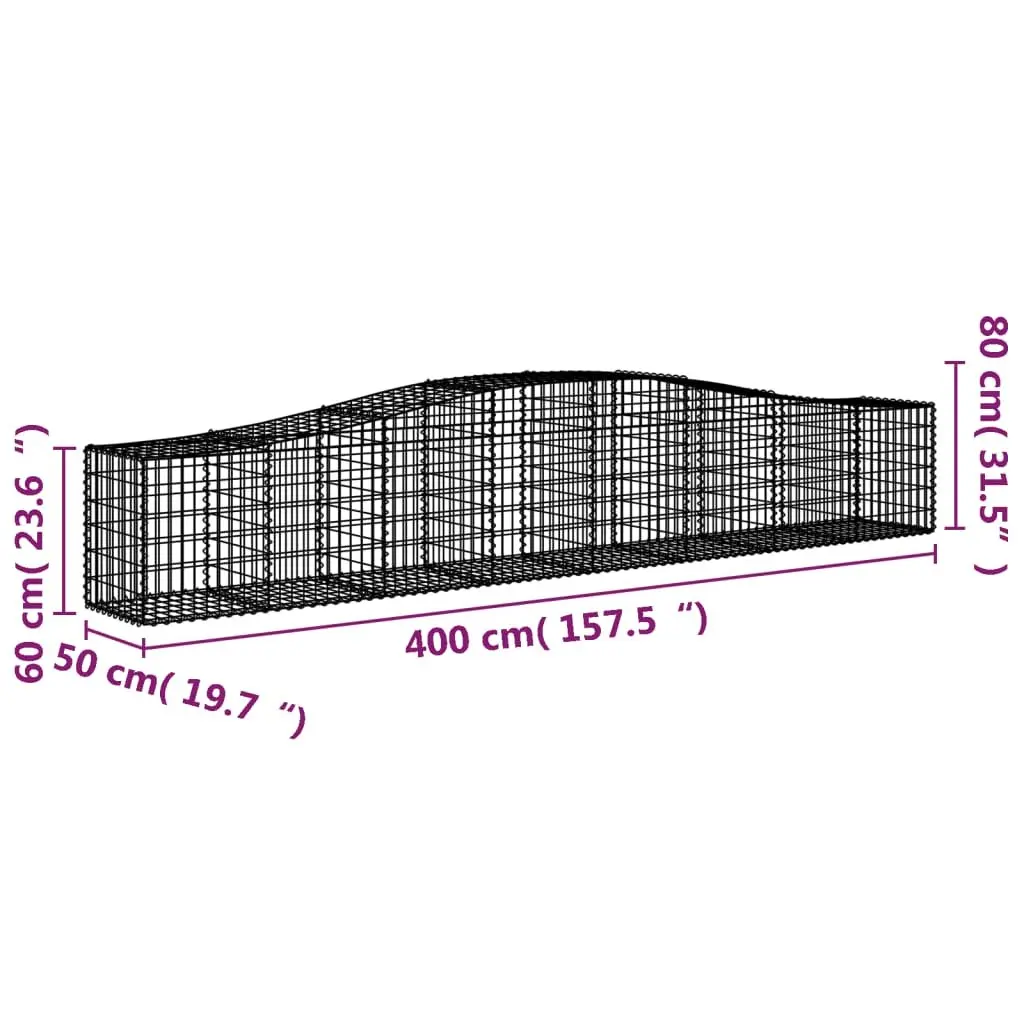 Arched Gabion Baskets Decorative Garden Barrier 5 Piece Set
