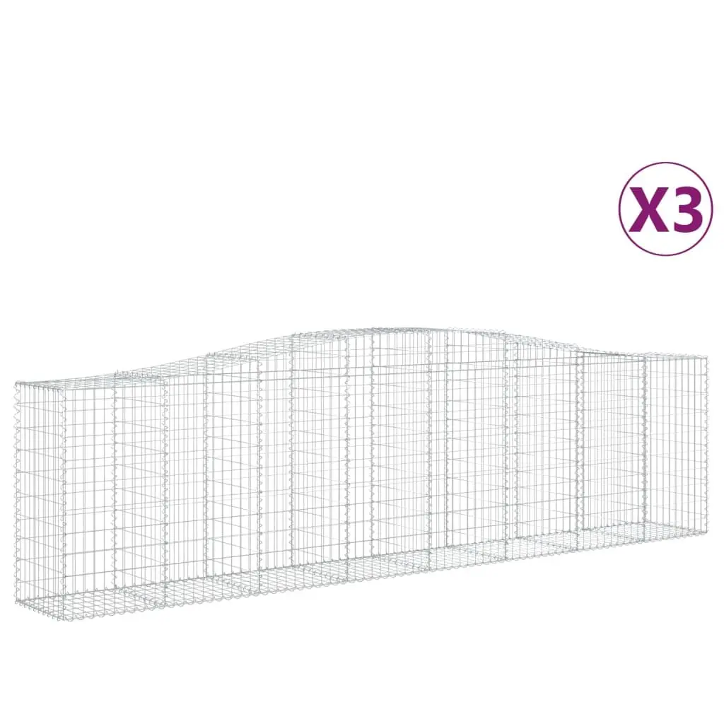 Arched Gabion Baskets Decorative Garden Barrier 400 x 50 x 100120 cm 3 Piece Set