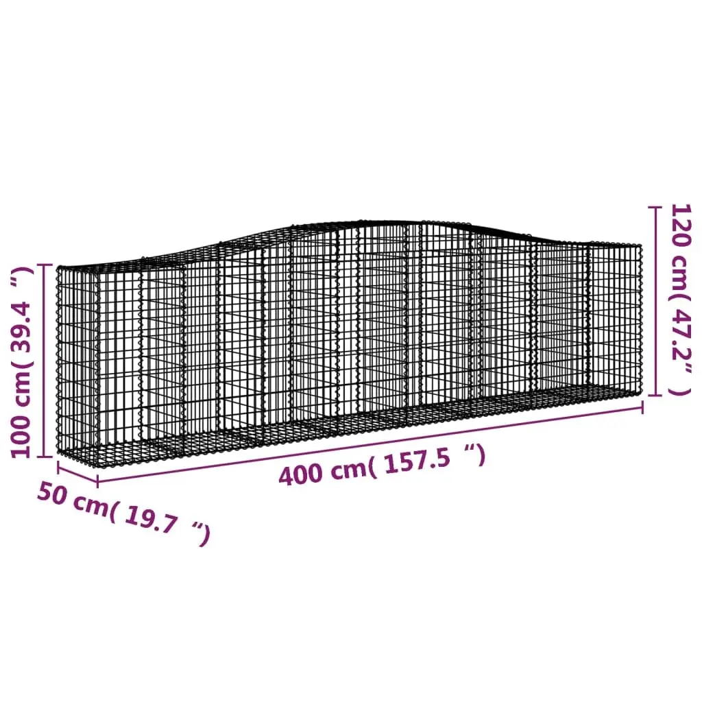 Arched Gabion Baskets Decorative 400x50x100120cm Garden Barrier Retaining Wall 5 Piece