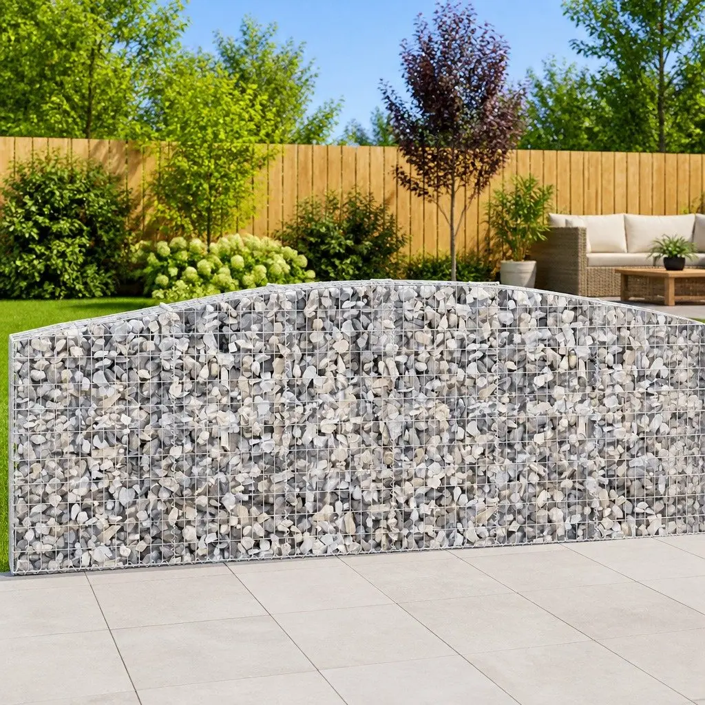 Arched Gabion Baskets Decorative 400x50x100120 cm 9 Piece Garden Retaining Wall