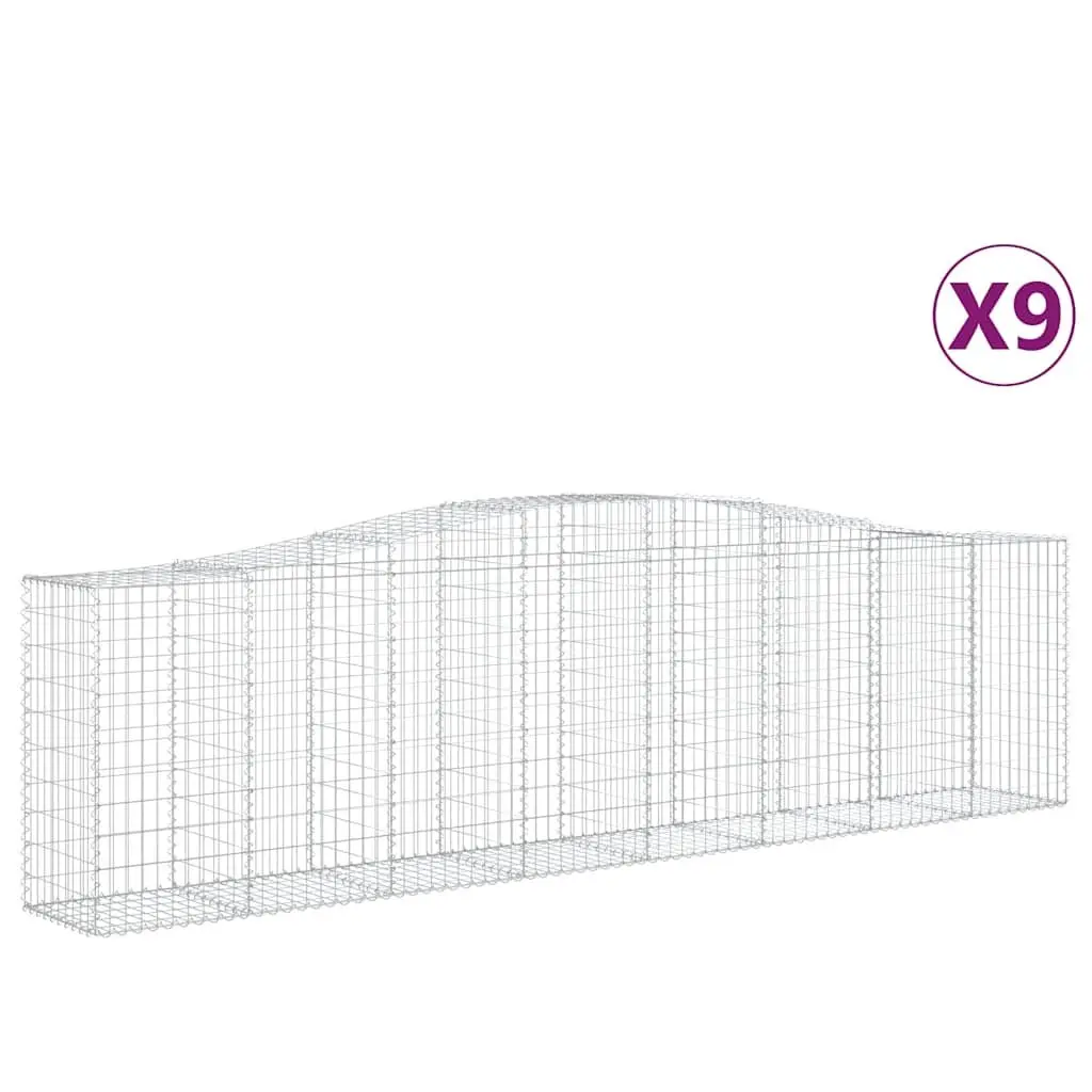 Arched Gabion Baskets Decorative 400x50x100120 cm 9 Piece Garden Retaining Wall
