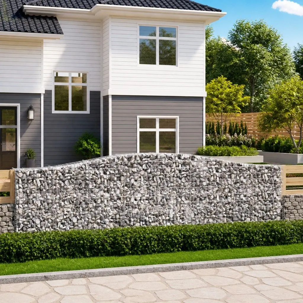 Arched Gabion Baskets Decorative Garden Barrier 400 x 50 x 120140 cm 2 pcs