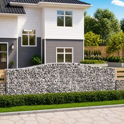 Arched Gabion Baskets 2 pcs Garden Barrier Decorative Retaining Wall Outdoor