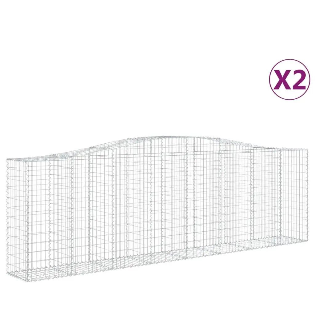 Arched Gabion Baskets Decorative Garden Barrier 400 x 50 x 120140 cm 2 pcs
