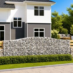 Arched Gabion Baskets 4 pcs Garden Barrier Decorative Retaining Wall Outdoor