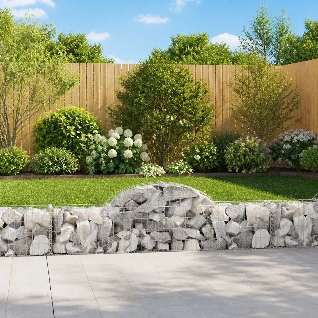 Arched Gabion Baskets Decorative Garden Barrier 200 x 30 x 40/60 cm 2pcs