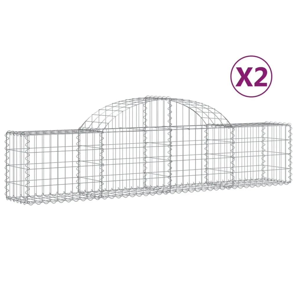 Arched Gabion Baskets Decorative Garden Barrier 200 x 30 x 40/60 cm 2pcs