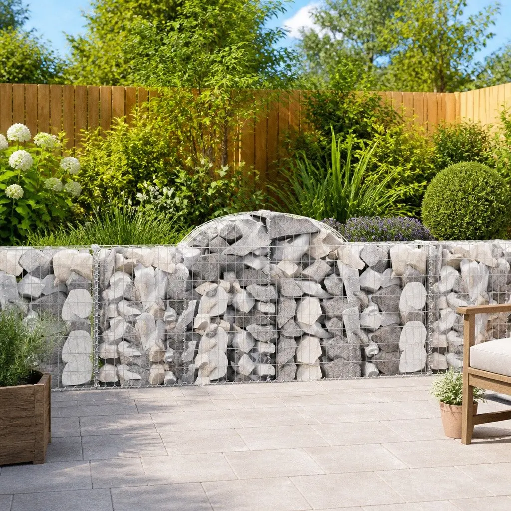 Arched Gabion Baskets 4 pcs Garden Barrier Retaining Wall Decorative Outdoor