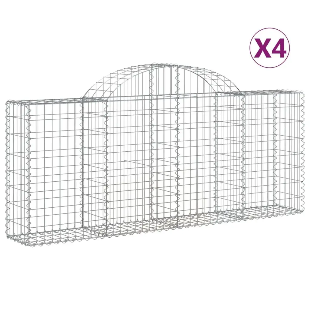 Arched Gabion Baskets 4 pcs Garden Barrier Retaining Wall Decorative Outdoor