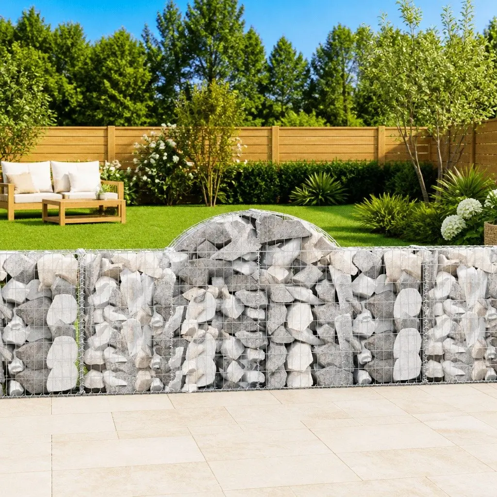 Arched Gabion Baskets 9 Piece Decorative Retaining Wall Garden Barrier Outdoor
