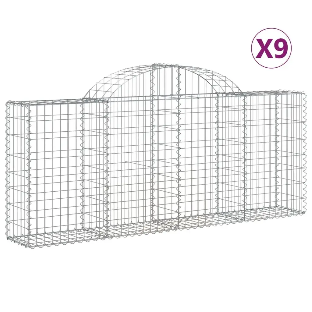 Arched Gabion Baskets 9 Piece Decorative Retaining Wall Garden Barrier Outdoor
