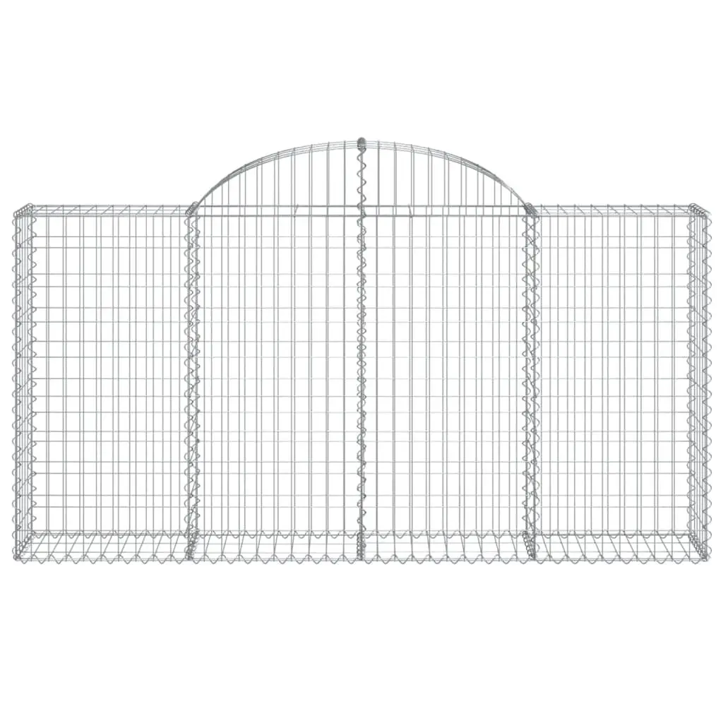 Arched Gabion Baskets Decorative Garden Barrier 2 Piece Galvanised Iron 200x30x100120cm