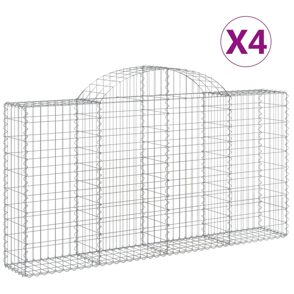 Arched Gabion Baskets Decorative Garden Barrier 200 x 30 x 100120 cm 4 pcs Galvanised Iron Corrosion Resistant