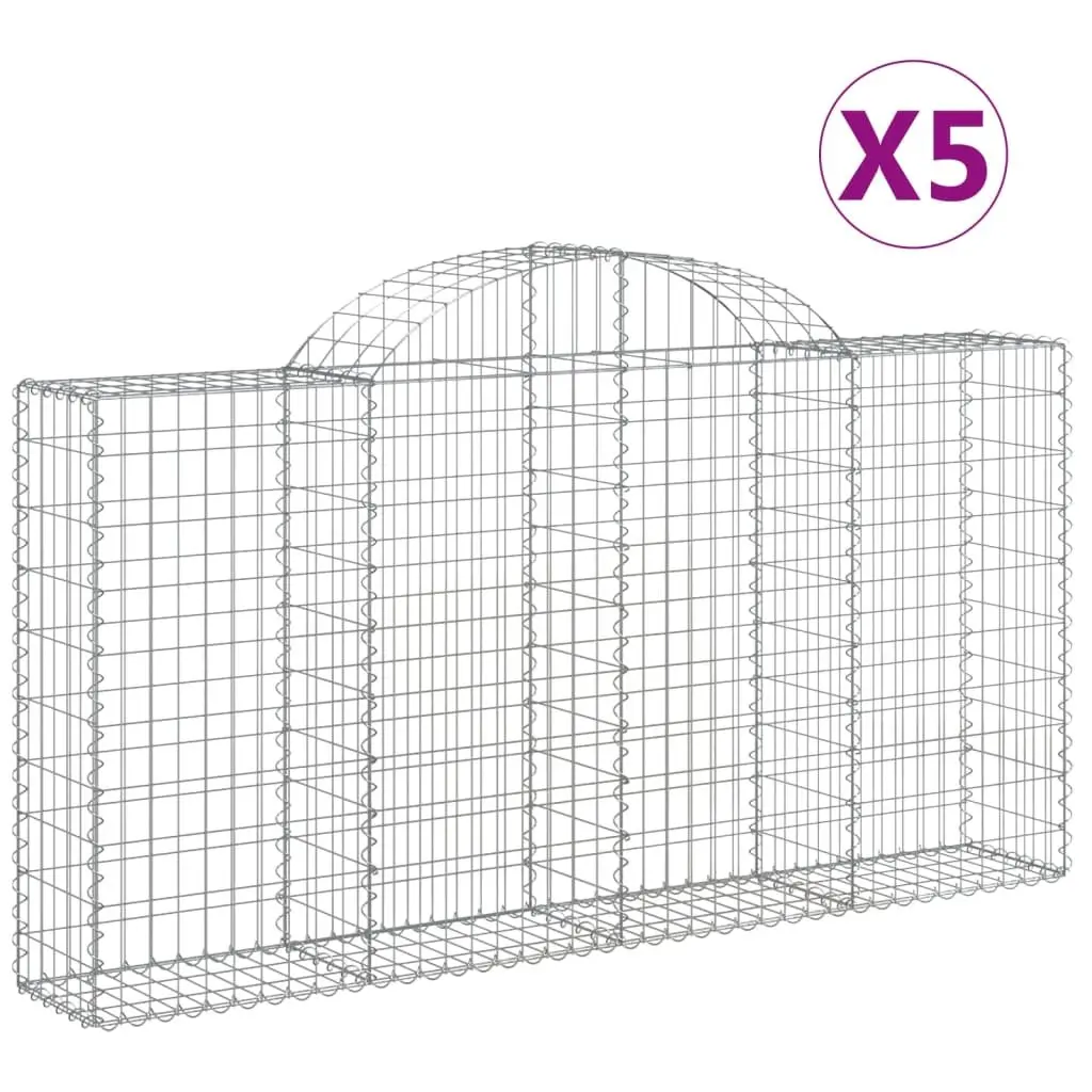 Arched Gabion Baskets 5 pcs Garden Barrier Retaining Wall Decorative Outdoor