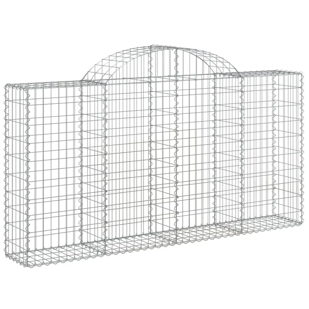 Arched Gabion Baskets Decorative Garden Barrier 6 Piece 200 x 30 x 100/120 cm Galvanised Iron Silver