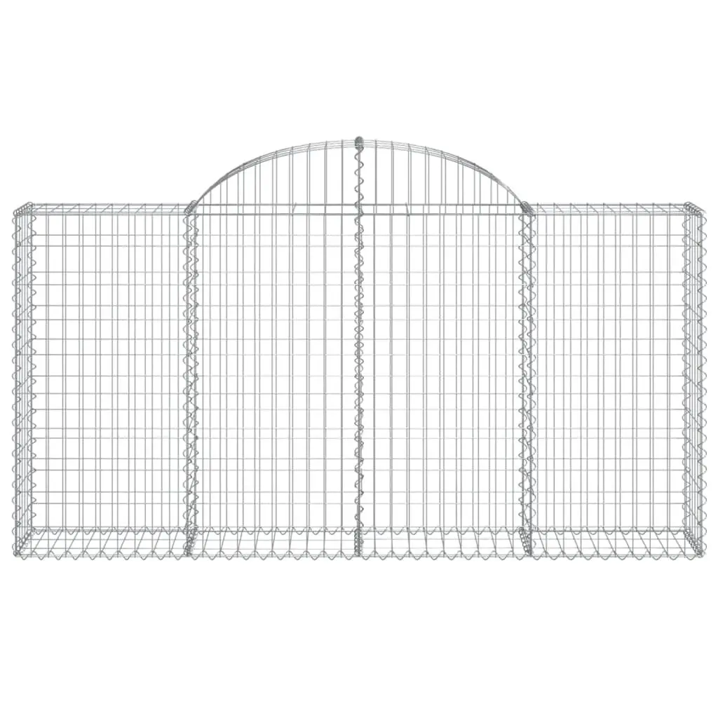 Arched Gabion Baskets Decorative Garden Barrier 6 Piece 200 x 30 x 100/120 cm Galvanised Iron Silver