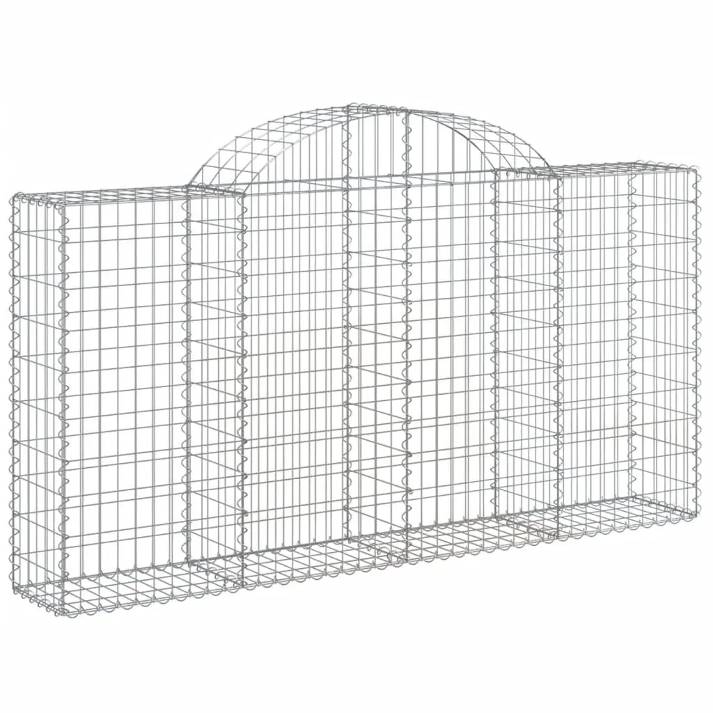 Arched Gabion Baskets Decorative Garden Barrier 7 Piece Galvanised Iron 3.5 mm Wire Diameter