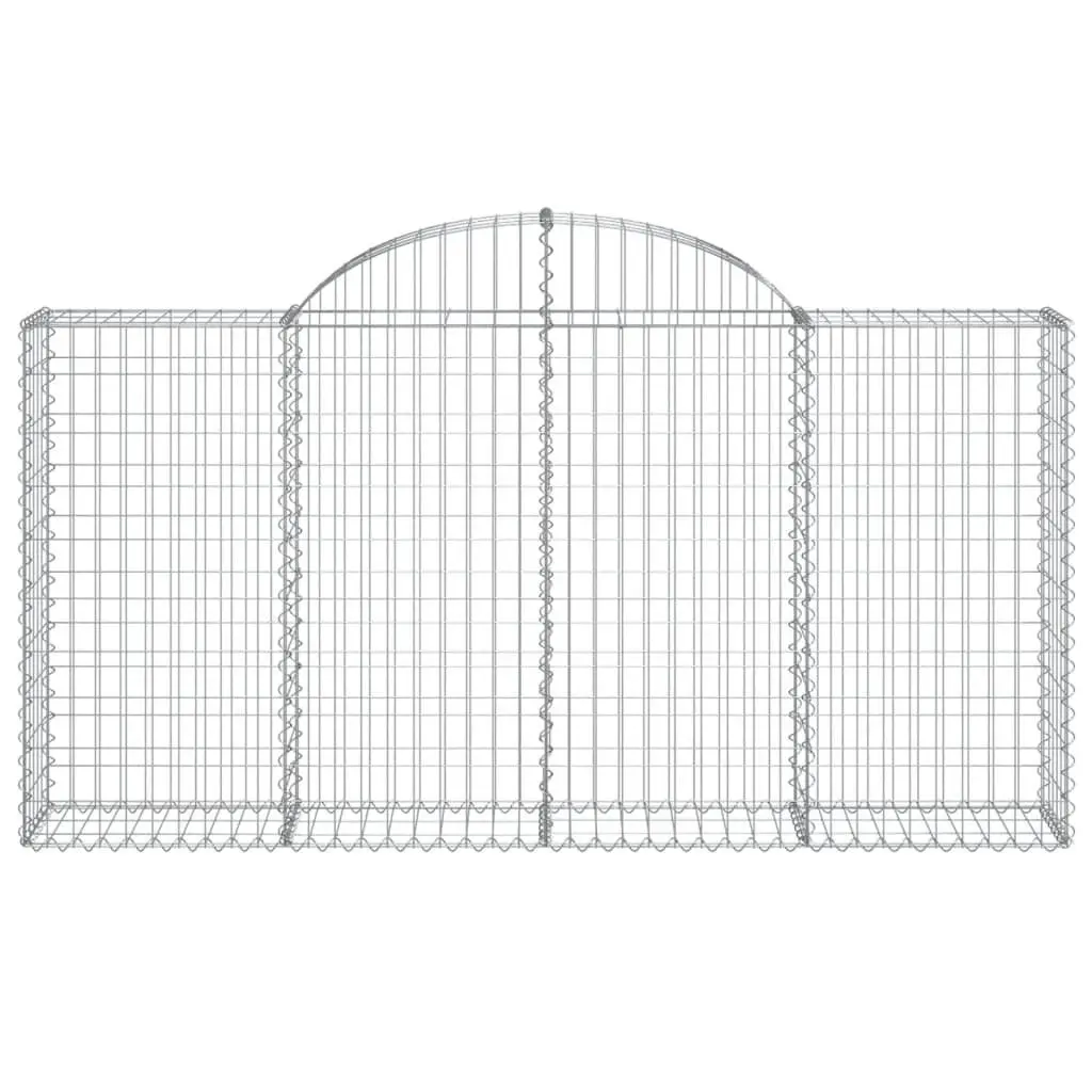 Arched Gabion Baskets Decorative Garden Barrier 7 Piece Galvanised Iron 3.5 mm Wire Diameter