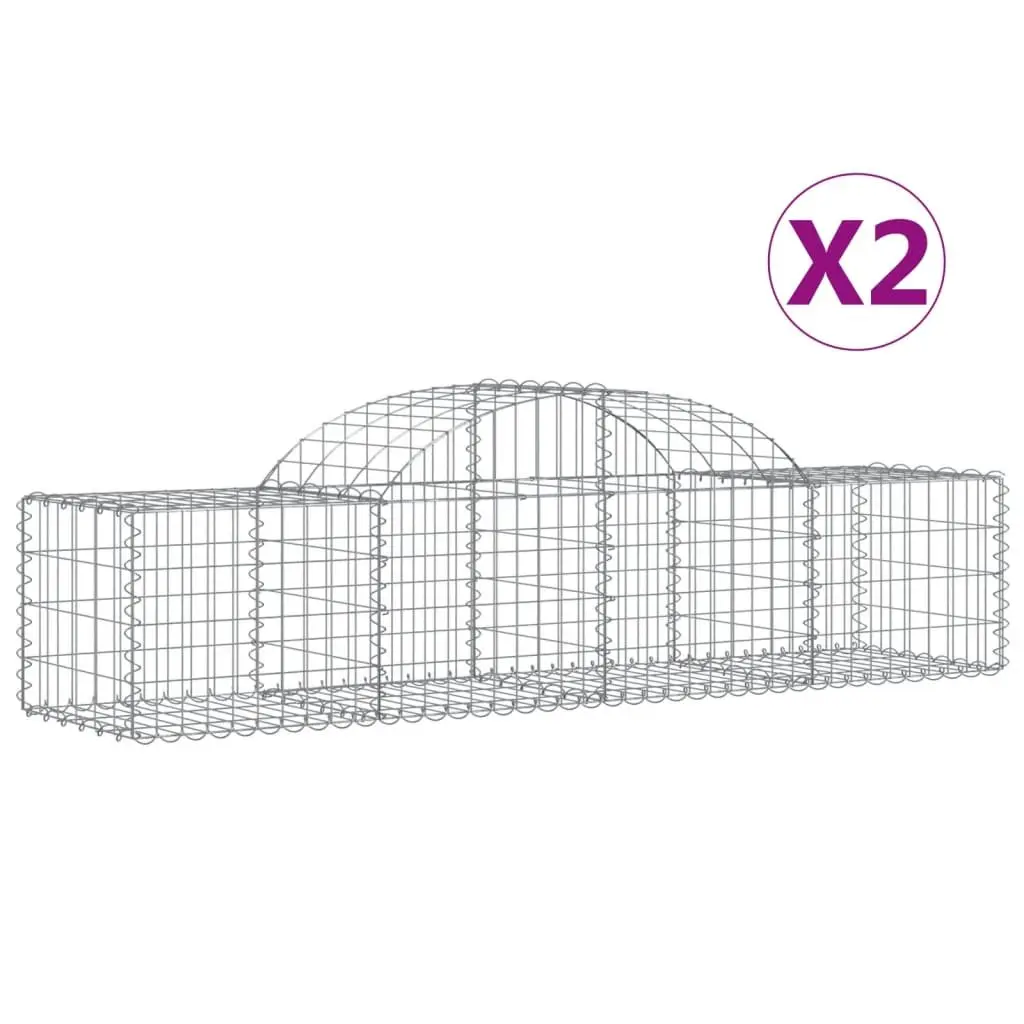 Arched Gabion Baskets Decorative Garden Barrier 200 x 50 x 40/60 cm 2 pcs
