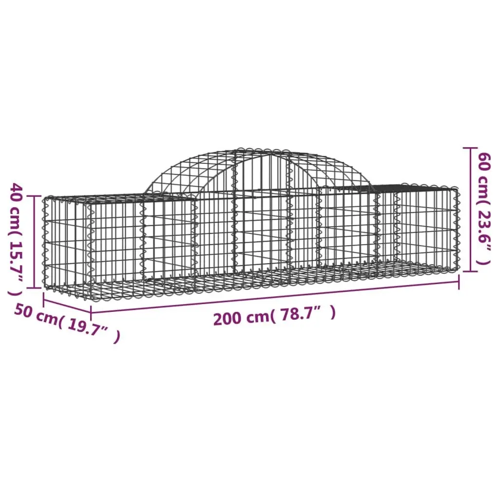 Arched Gabion Baskets Decorative Garden Barrier 200 x 50 x 40/60 cm 2 pcs