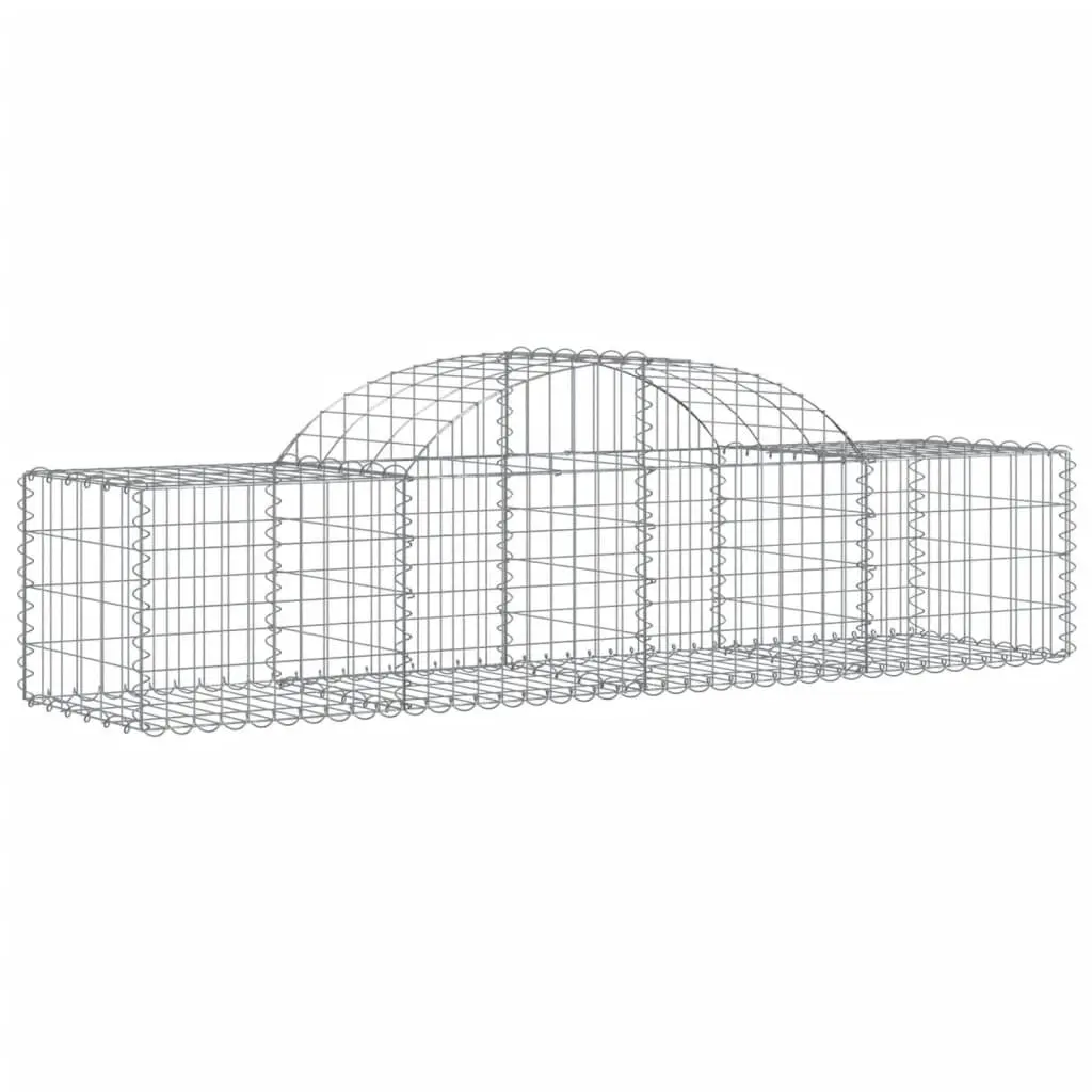 Gabion Baskets Arched 3 pcs Galvanised Wire Garden Barrier Retaining Wall Decor