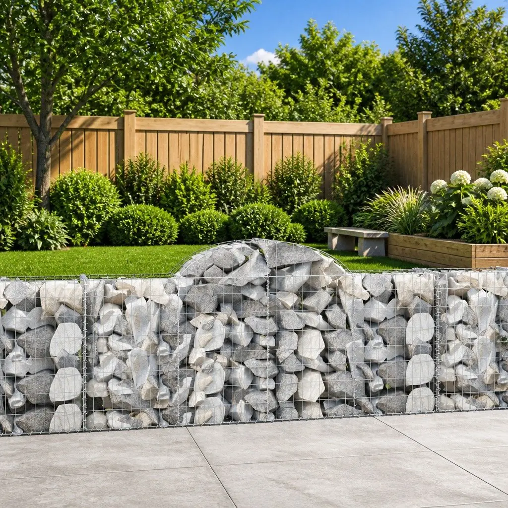 Arched Gabion Baskets 2 pcs Garden Decorative Retaining Wall Barriers