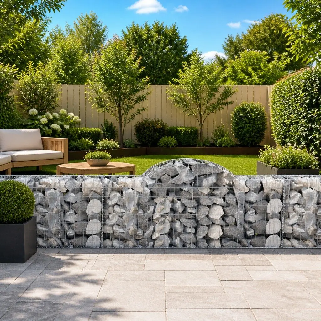 Arched Gabion Baskets Decorative Garden Barrier 200 x 50 x 80/100 cm 5 Piece