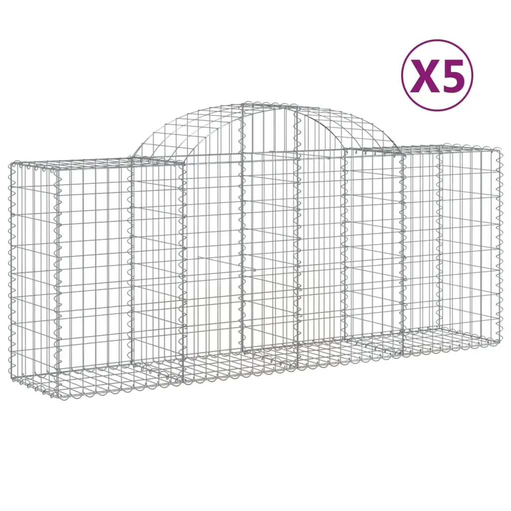 Arched Gabion Baskets Decorative Garden Barrier 200 x 50 x 80/100 cm 5 Piece
