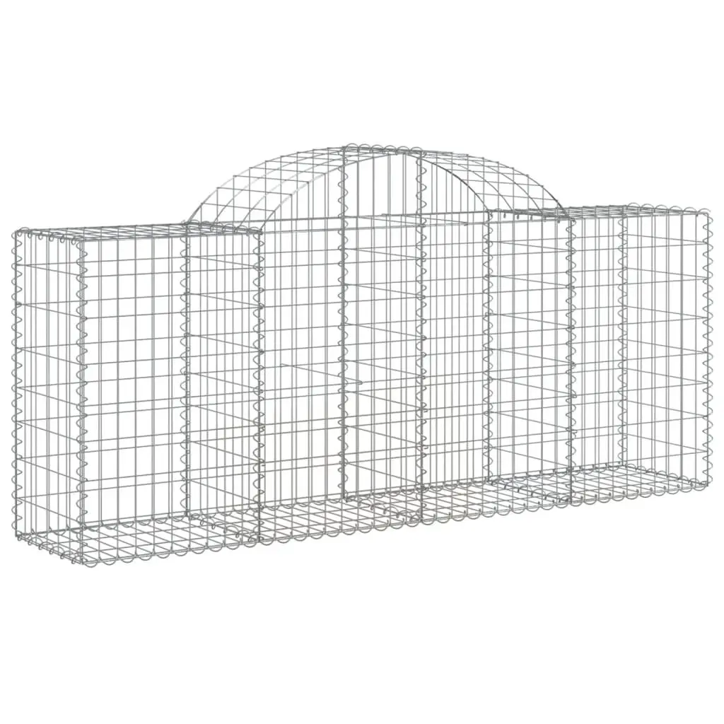 Arched Gabion Baskets Decorative Sound-Insulating 200 x 50 x 80/100 cm Galvanised Iron Garden Barrier 8 Piece