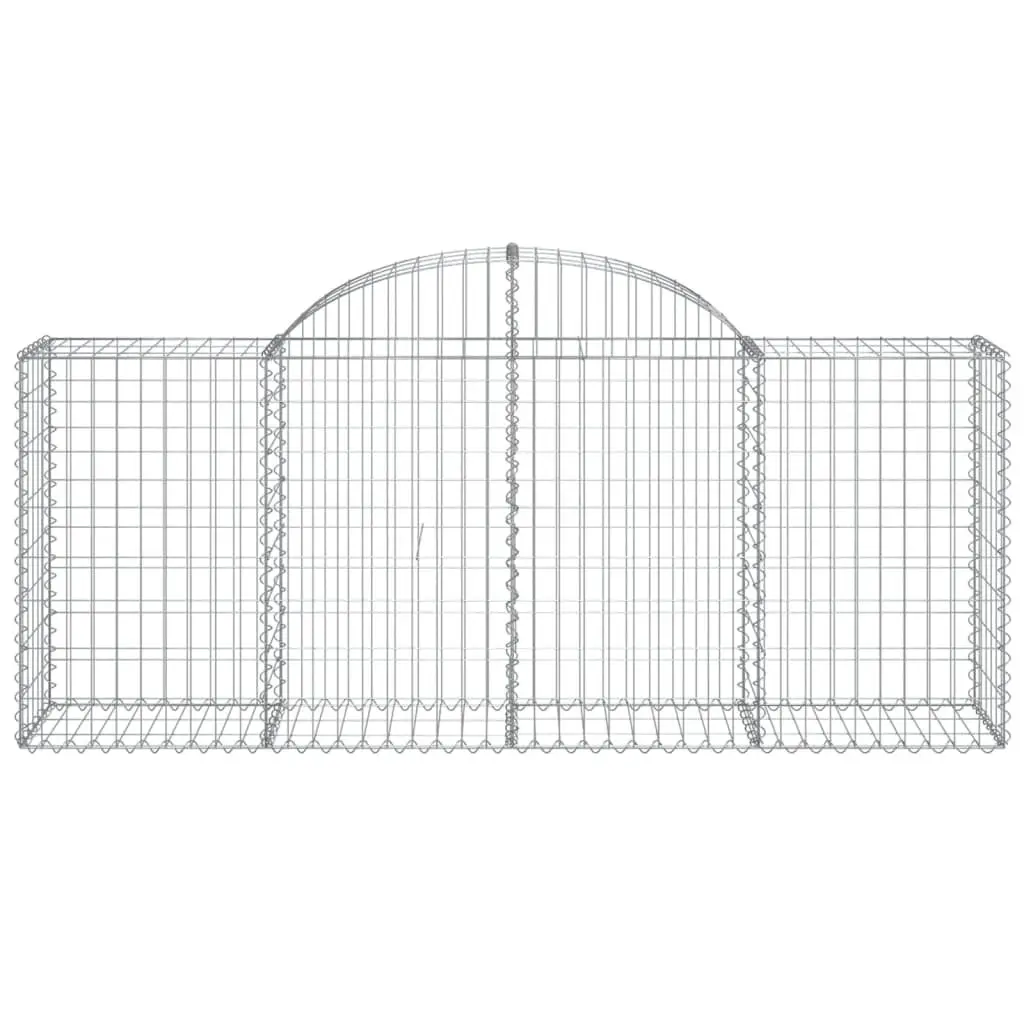 Arched Gabion Baskets Decorative Sound-Insulating 200 x 50 x 80/100 cm Galvanised Iron Garden Barrier 8 Piece