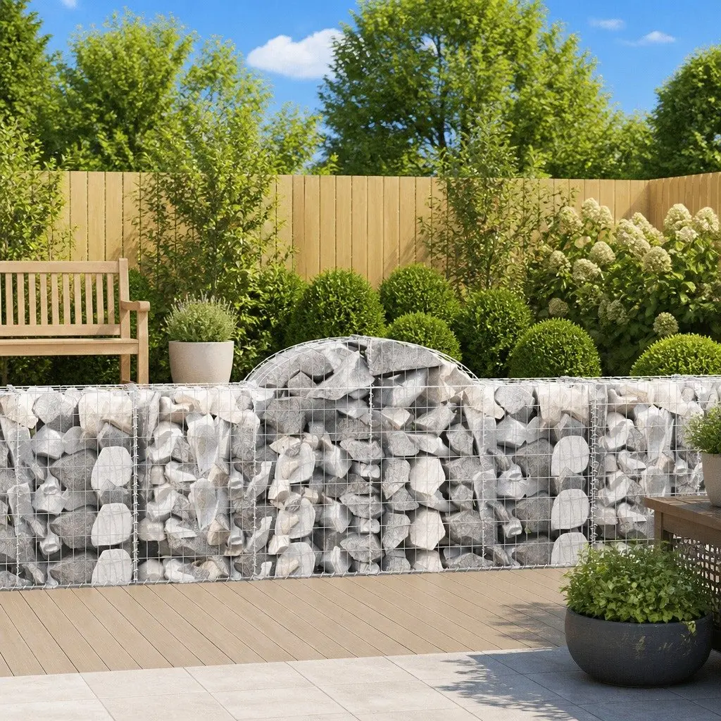 Arched Gabion Baskets Decorative Garden Barrier 200 x 50 x 80/100 cm Set of 10