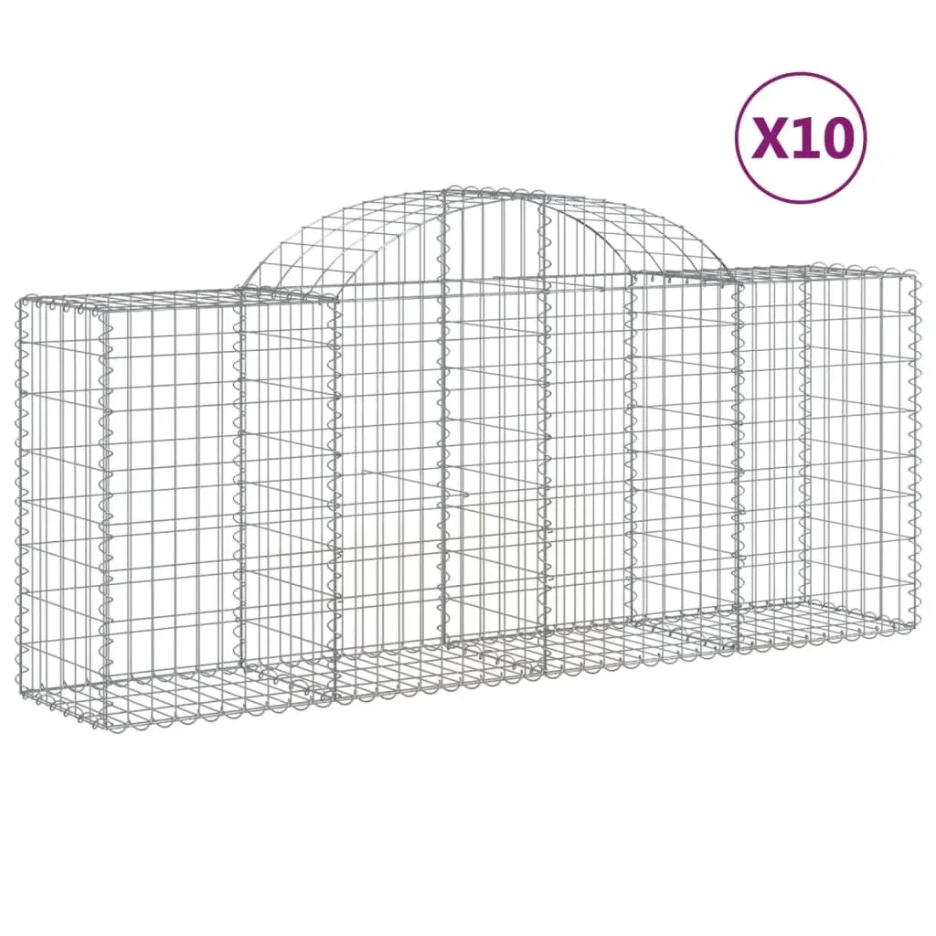 Arched Gabion Baskets Decorative Garden Barrier 200 x 50 x 80/100 cm Set of 10
