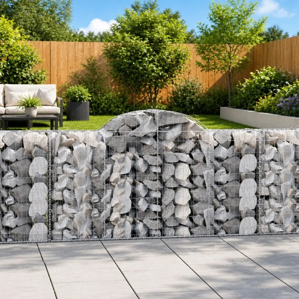 Arched Gabion Baskets Decorative Garden Barrier 200 x 50 x 100120 cm 2 pcs Corrosion Resistant Galvanised Iron